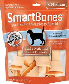 SmarBones - Sweet Potato Flavor (size: Medium - Dogs 26-50 Lbs (4 Pack))