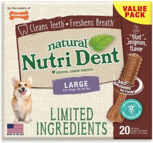 Nylabone Natural Nutri Dent Filet Mignon Dental Chews - Limited Ingredients (size: Large - 20 Count)